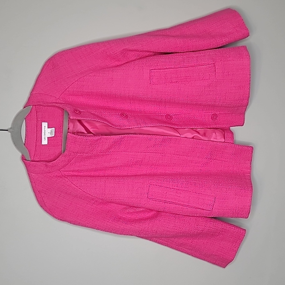 Liz Claiborne women's size medium woven barbie core hot pink blazer
